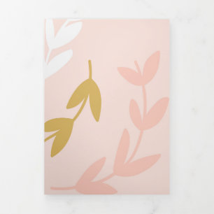 Tarjeta Festiva Tríptica Patrón de hojas 4