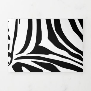 Tarjeta Festiva Tríptica Patrón de impresión de cebra en blanco y negro atr