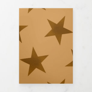 Tarjeta Festiva Tríptica Patrón de las estrellas doradas 14