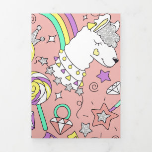 Tarjeta Festiva Tríptica patrón de llama