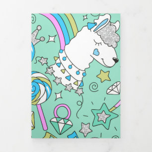 Tarjeta Festiva Tríptica patrón de llama