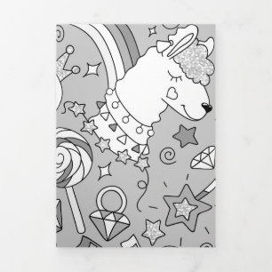 Tarjeta Festiva Tríptica patrón de llama 4