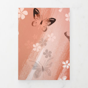 Tarjeta Festiva Tríptica Patrón de mariposa 11