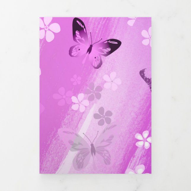 Tarjeta Festiva Tríptica Patrón de mariposa 12 (Foto de portada)