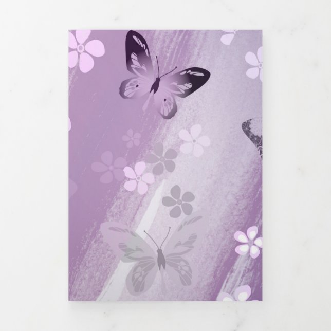 Tarjeta Festiva Tríptica Patrón de mariposa 8 (Foto de portada)