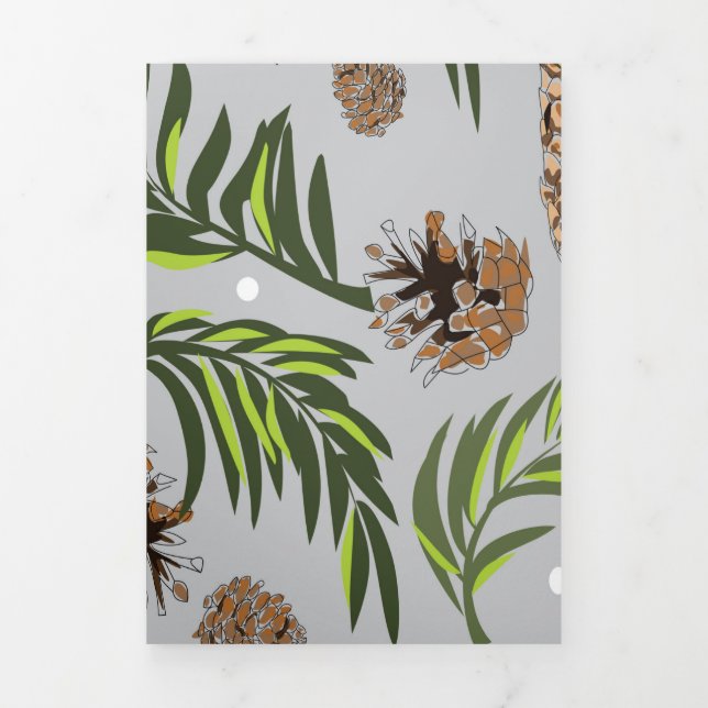 Tarjeta Festiva Tríptica Patrón de Navidad, Pino Nieve 10 (Foto de portada)