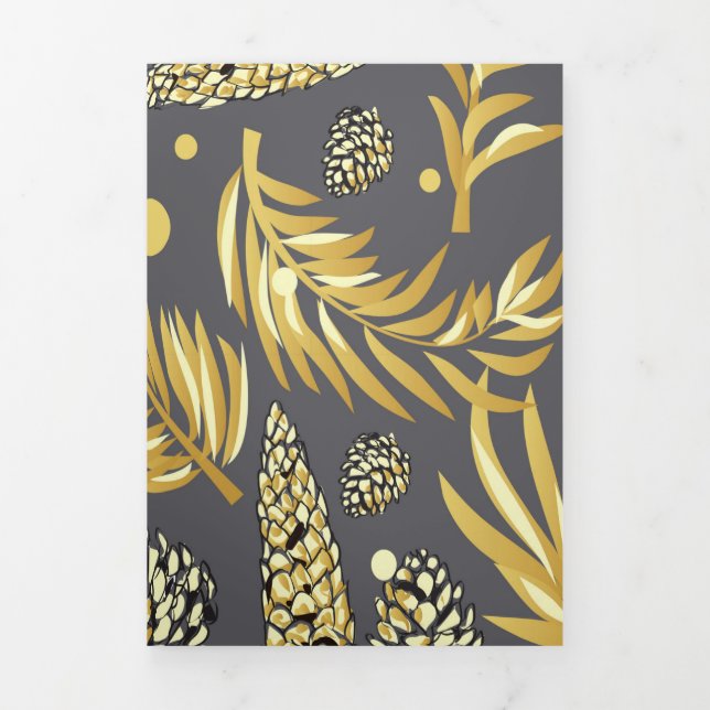 Tarjeta Festiva Tríptica Patrón de Navidad, Pino Nieve 2 (Foto de portada)