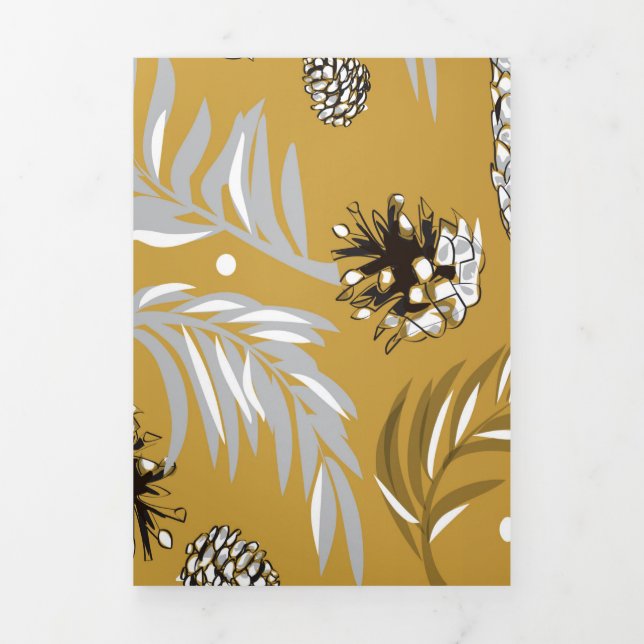 Tarjeta Festiva Tríptica Patrón de Navidad, Pino Nieve 6 (Foto de portada)