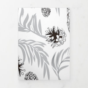 Tarjeta Festiva Tríptica Patrón de navidades, Nieve de pino 7