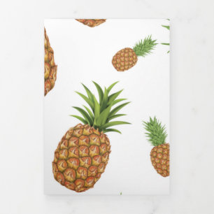 Tarjeta Festiva Tríptica Patrón de piña acuarela 1