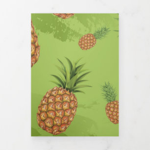 Tarjeta Festiva Tríptica Patrón de piña acuarela 4