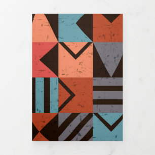 Tarjeta Festiva Tríptica Patrón geométrico 28