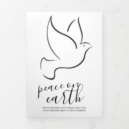 Tarjeta Festiva Tríptica Paz de Navidad en la Tierra Paloma Personalizado