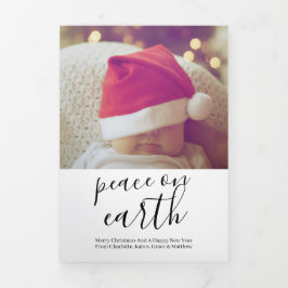 Tarjeta Festiva Tríptica Paz de Navidad en la Tierra Personalizado