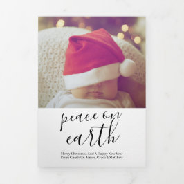 Tarjeta Festiva Tríptica Paz de Navidad en la Tierra Personalizado