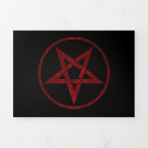 Tarjeta Festiva Tríptica Pentagram del diablo Rojo