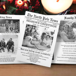 Tarjeta Festiva Tríptica Periódico de Navidades de noticias del Polo Norte 