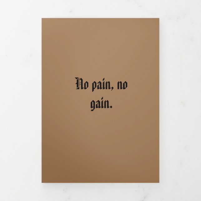 Tarjeta Festiva Tríptica Personalizado de Motivación GYM texto y marrón cla (Foto de portada)