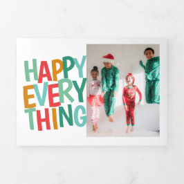 Tarjeta Festiva Tríptica Personalizado Feliz Todo Navidad Colorido