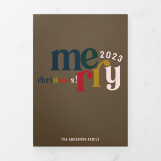 Tarjeta Festiva Tríptica Pink Vintage Merry Christmas Multiphoto