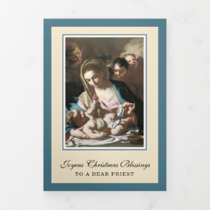 Tarjeta Festiva Tríptica Poema religioso de Navidad Jesús Virgen María