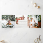 Tarjeta Festiva Tríptica Poinsettia de pino de Navidad acuarela 3 fotos<br><div class="desc">Si necesita alguna personalización adicional,  no dude en enviarme un mensaje a yellowfebstudio@gmail.com.</div>