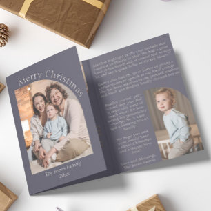 Tarjeta Festiva Tríptica Purple Modern Arch Year in Review Family Update
