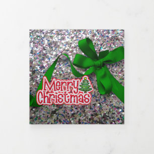 Tarjeta Festiva Tríptica Purpurina de dos Navidades de fotografía
