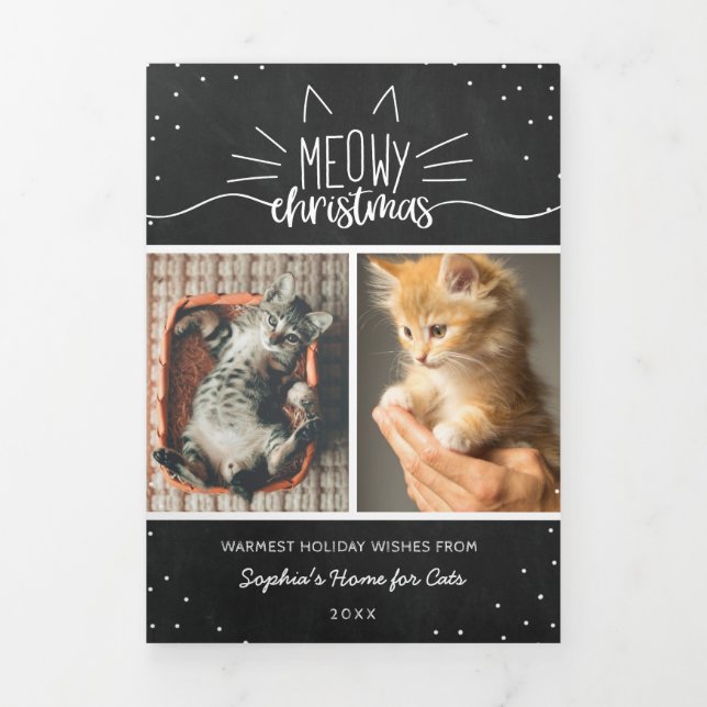 Tarjeta Festiva Tríptica Refugio para gatos de Collage de fotos de Meowy Na (Foto de portada)
