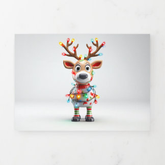 Tarjeta Festiva Tríptica Reno personalizado gracioso en un Navidad enreda