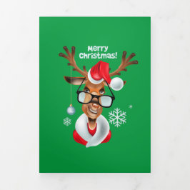 Tarjeta Festiva Tríptica Renos Feliz Navidad 