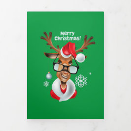 Tarjeta Festiva Tríptica Renos Feliz Navidad 