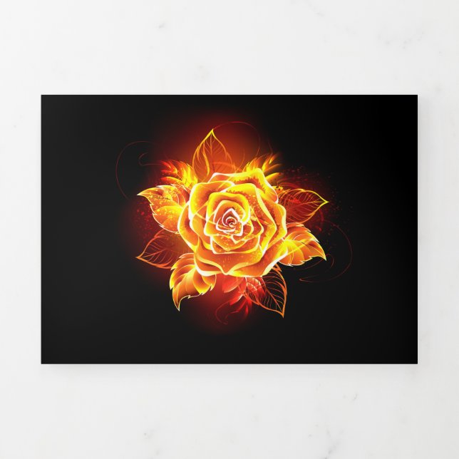 Tarjeta Festiva Tríptica Rosa de incendios en auge (Foto de portada)