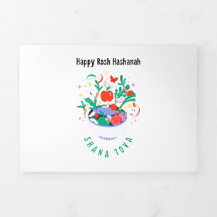 Tarjeta Festiva Tríptica Rosh Hashanah