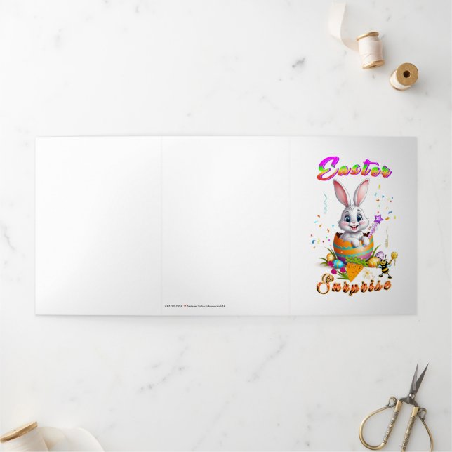 Tarjeta Festiva Tríptica Sorpresa de Pascua (Exterior)