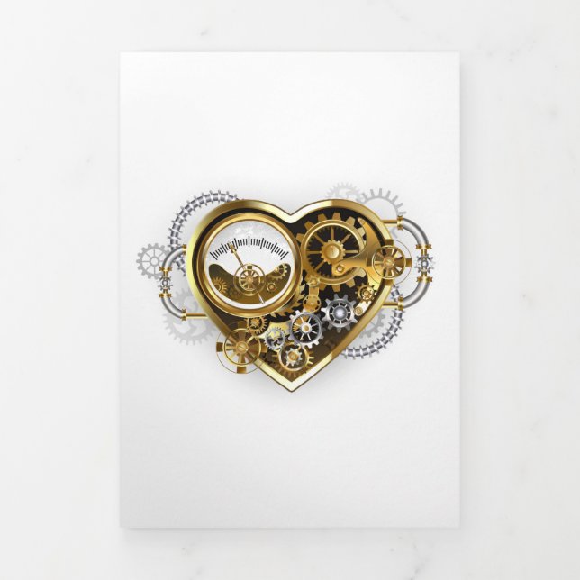 Tarjeta Festiva Tríptica Steampunk Heart with a Manometer (Foto de portada)