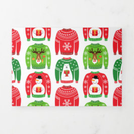 Tarjeta Festiva Tríptica Sudores de Navidad feos sudores oso polar Snowman