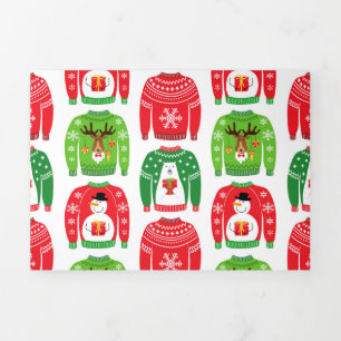 Tarjeta Festiva Tríptica Sudores de Navidad feos sudores oso polar Snowman