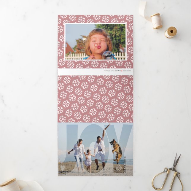 Tarjeta Festiva Tríptica Superponer alegría Navidades vacaciones polvorient (Exterior)