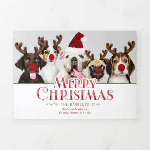 Tarjeta Festiva Tríptica Tipografía de Feliz Navidad Foto Puntos