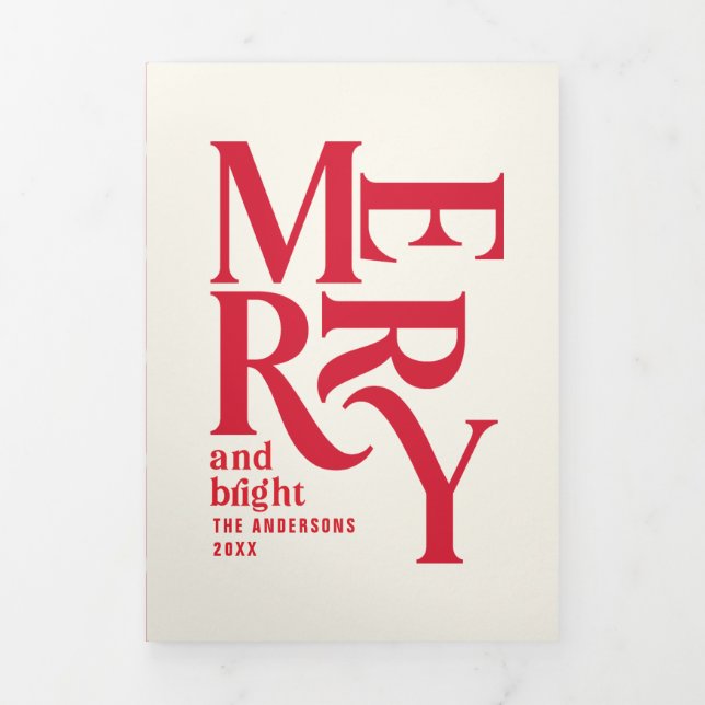 Tarjeta Festiva Tríptica Tradicional foto de Navidad de época roja alegre (Foto de portada)