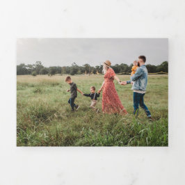 Tarjeta Festiva Tríptica Triple 4 Navidades de fotografía Monograma de acua