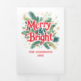 Tarjeta Festiva Tríptica Vintage Alegre y Brillante Simple Multi Foto