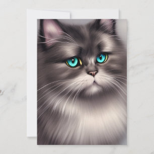 Tarjeta Festiva Triptych digital de gato persa altamente detallado