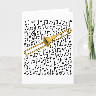 Tarjeta Festiva Trombone Musical Notes Trombonista Brass Músico