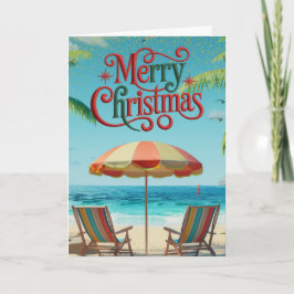 Tarjeta Festiva Tropical Beach Christmas Card