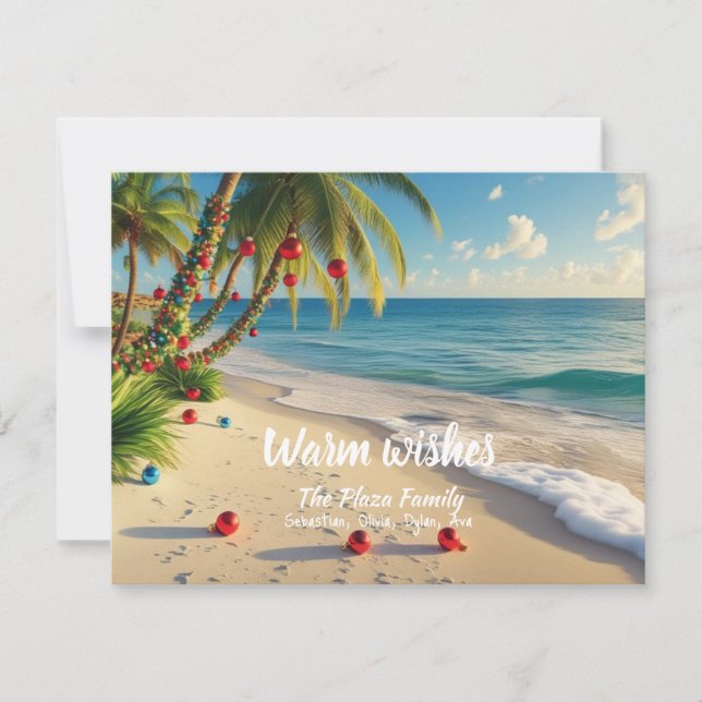Tarjeta Festiva Tropical Beach Christmas Card – Custom Family card (Anverso)