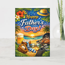 Tarjeta Festiva Tropical Beach Fathers Day