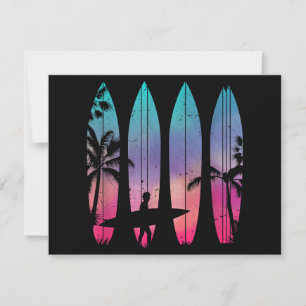 Tarjeta Festiva Tropical Beach Surfboard Surfing Surfing Ocean