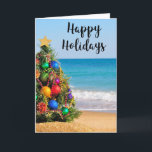 Tarjeta Festiva Tropical Beach Tree Happy Holidays Greds Card<br><div class="desc">Tarjeta de felicitación Tropical Beach Tree Happy Holidays. Haga clic en el botón "Personalizar" y agregue un mensaje personalizado. Consulte nuestros sellos de correo de vacaciones para encontrar una manera elegante de enviar sus tarjetas.</div>